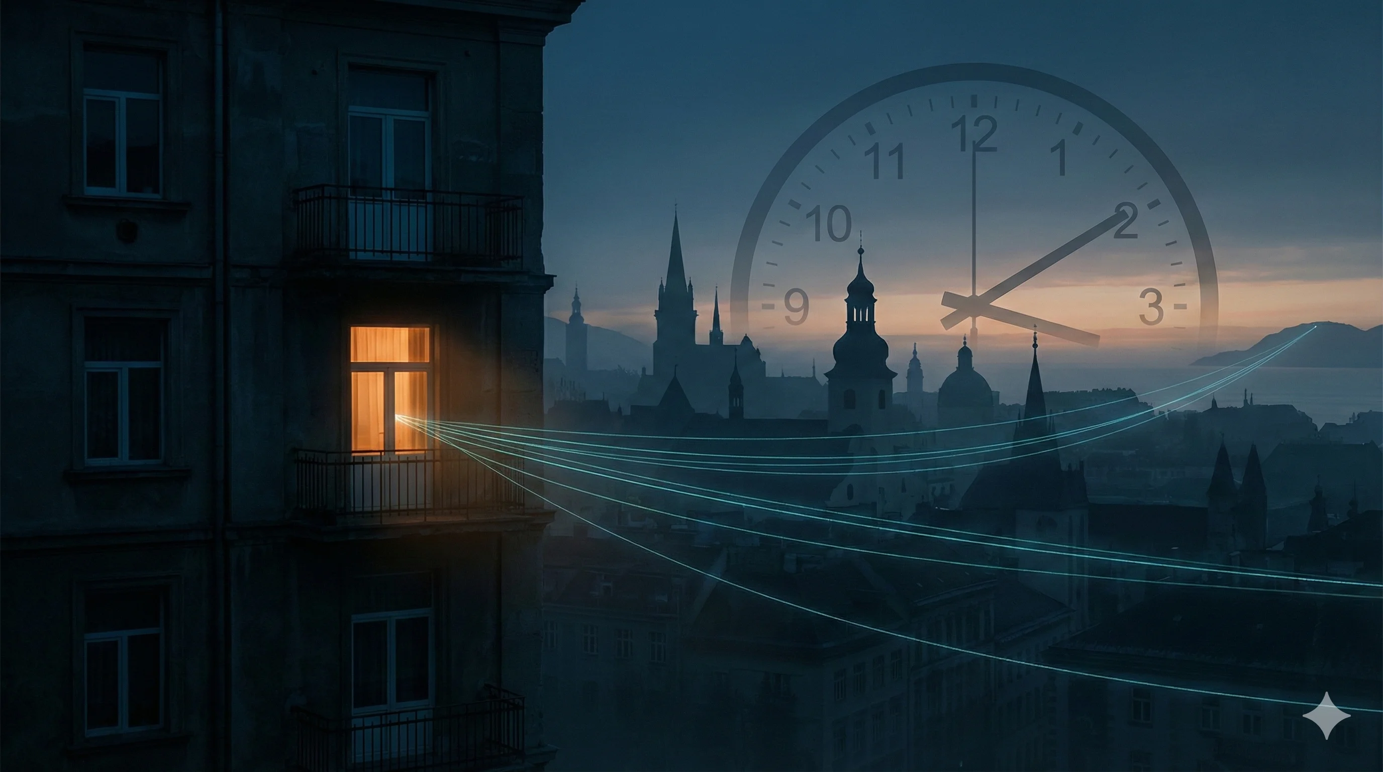 Interconnected glowing nodes spanning across a dark globe, representing digital companionship bridging geographic isolation