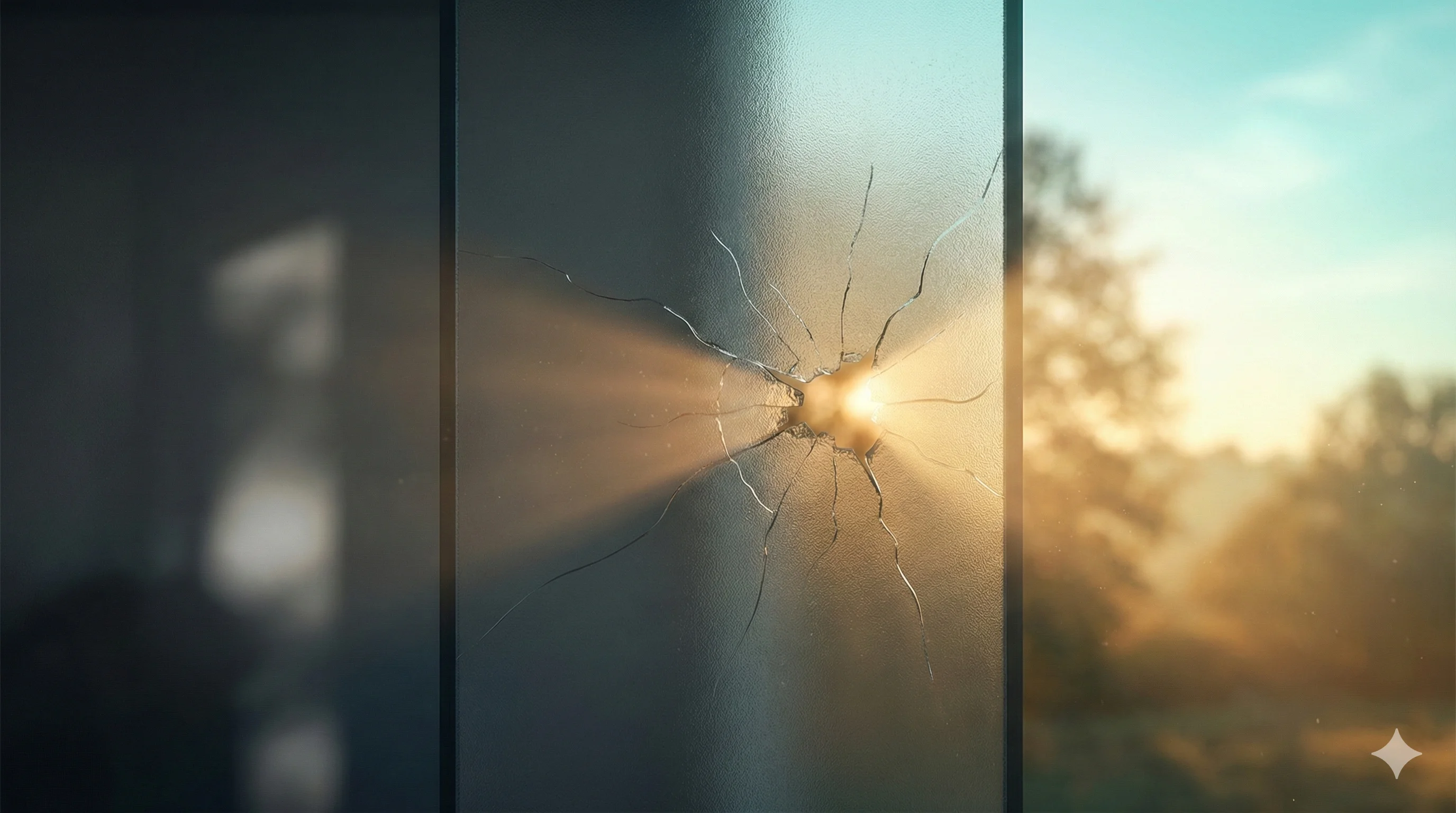 Frosted glass barrier cracking open to reveal warm light, representing AI helping overcome social anxiety